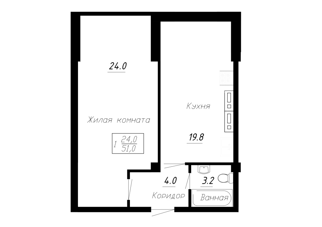 ЖК Первый речной 1-комнатная квартира 51,0 кв.м ЖК Первый речной 1-комнатная квартира 51,0 кв.м